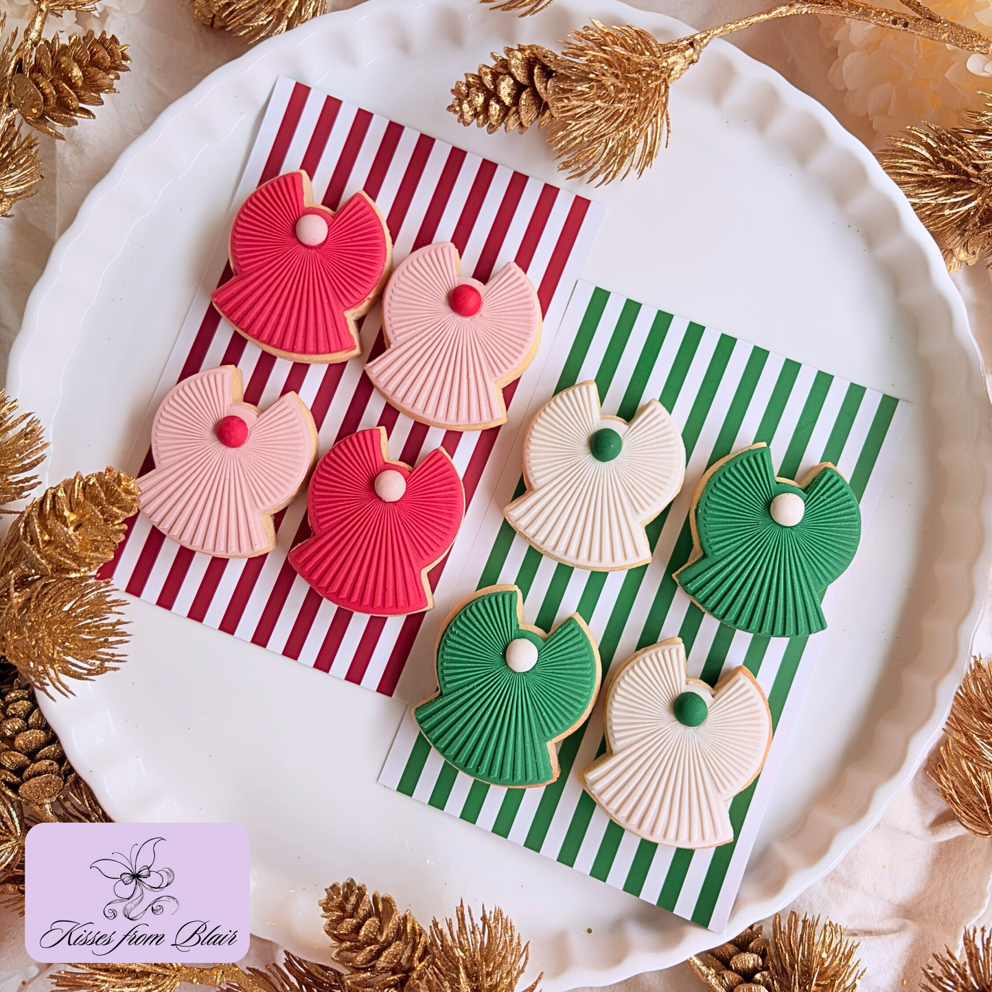 [Food Safe] Merry Christmas - Stripes - Double Sided Designs - Folded Bag Toppers - 25 Pack