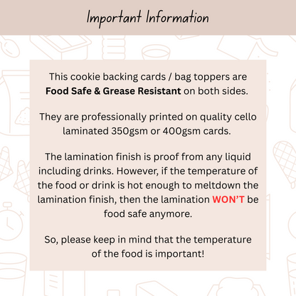 [Food Safe] Graduation Bows and Stripes Pattern - Double Sided Designs - Long Backing Cards - 25 Pack