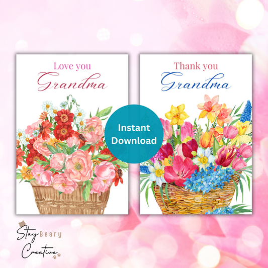 [DIGITAL] Mother's Day - Grandma - Love You - Thank You - Cookie Cards - 10.5cm x 15cm