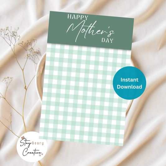 [DIGITAL] Happy Mother's Day - Green Gingham - Double Sided Designs - Folded Bag Toppers