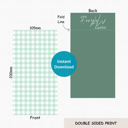 [DIGITAL] Happy Mother's Day - Green Gingham - Double Sided Designs - Folded Bag Toppers