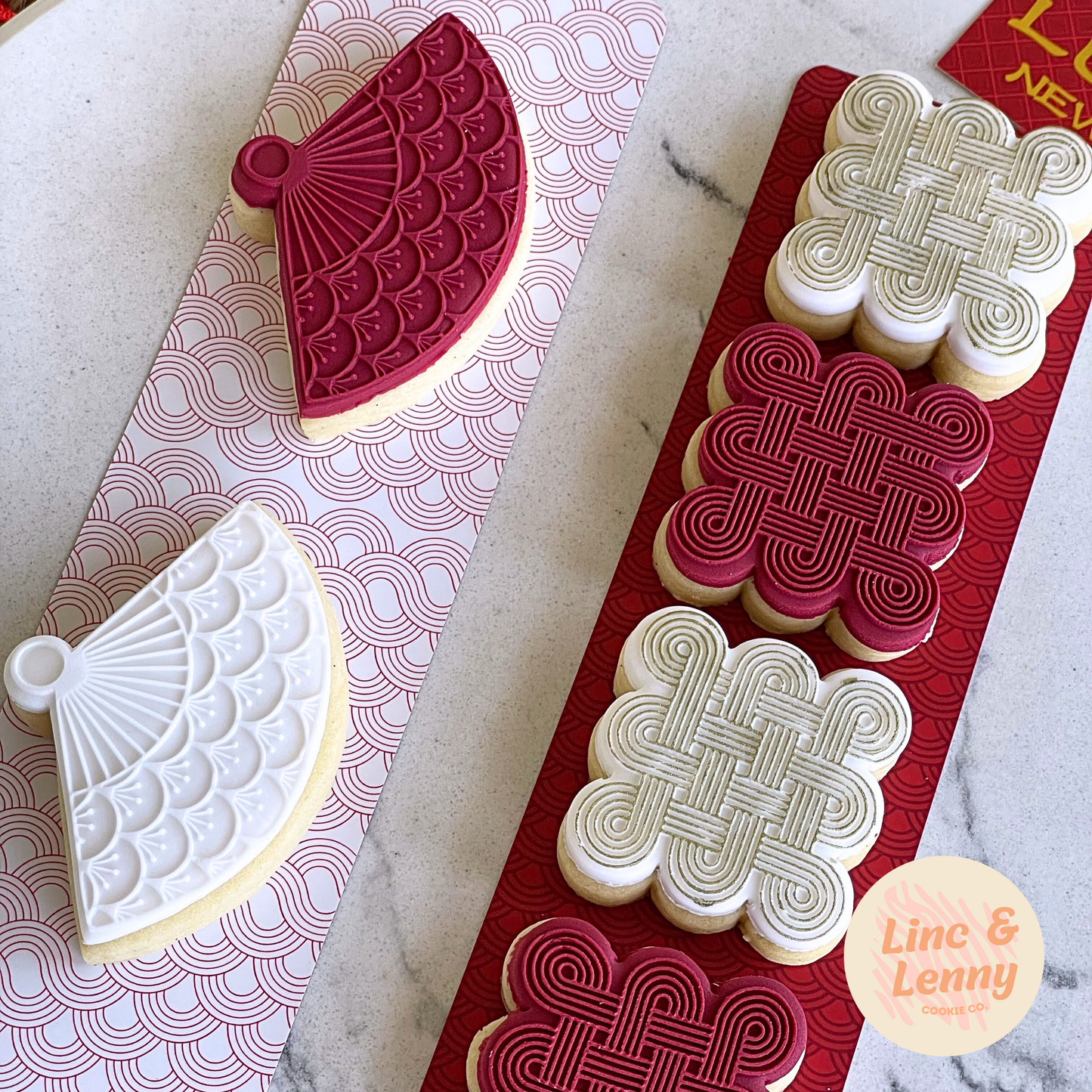 [Food Safe] Chinese New Year Wave Pattern - Double Sided Designs - Backing Cards - 25 Pack