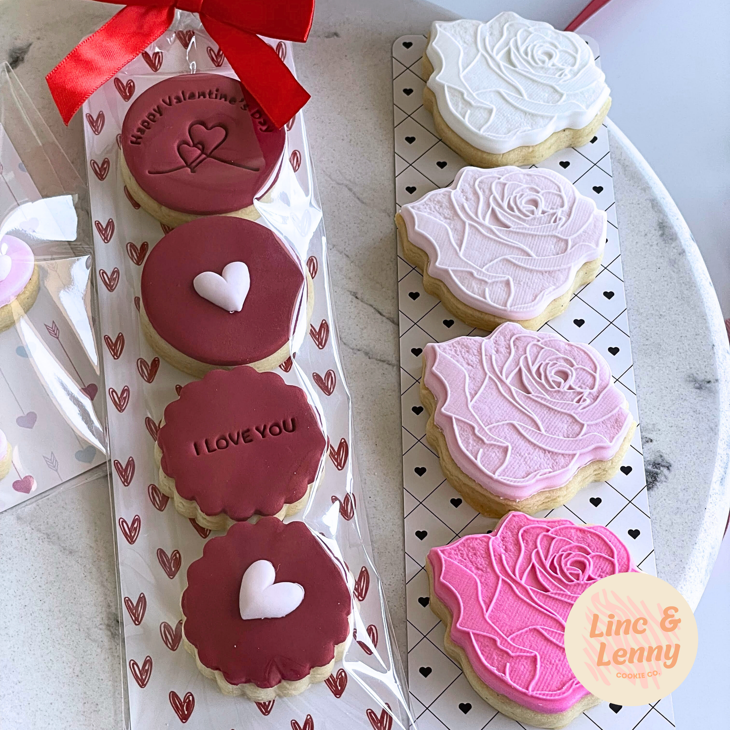 [Food Safe] Stripe Hearts and Red Hearts - Double Sided Designs - Backing Cards - 25 Pack