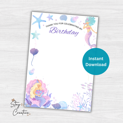 [DIGITAL] Mermaid - Happy Birthday - Thank You - Cookie Cards - 10.5cm x 15cm