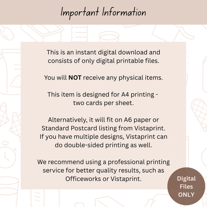 [DIGITAL] Paint Your Own - Double Sided Designs - Cookie Cards - 10.5cm x 15cm - A6/Post Card