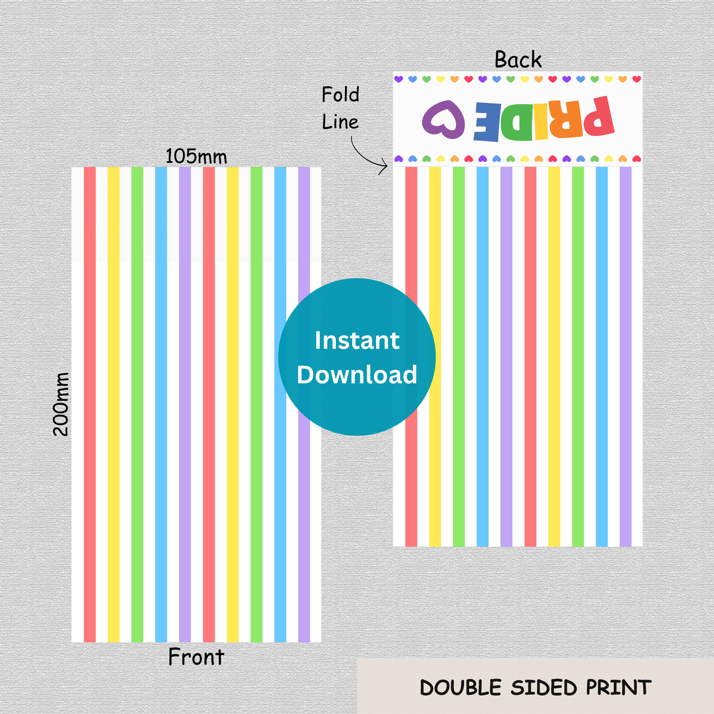 [DIGITAL] Pride Month - Rainbow Stripes - Double Sided Designs - Folded Bag Toppers