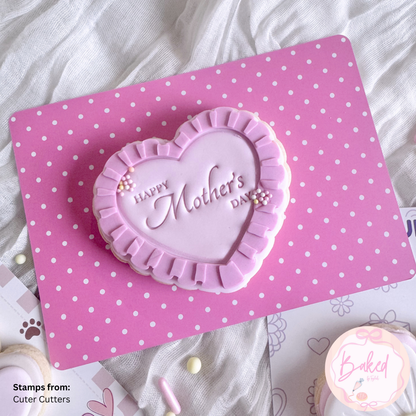 [Food Safe] Mum, I Love YOU - Pink Dot Pattern - Double Sided Designs - Horizontal Cookie Cards - 25 Pack