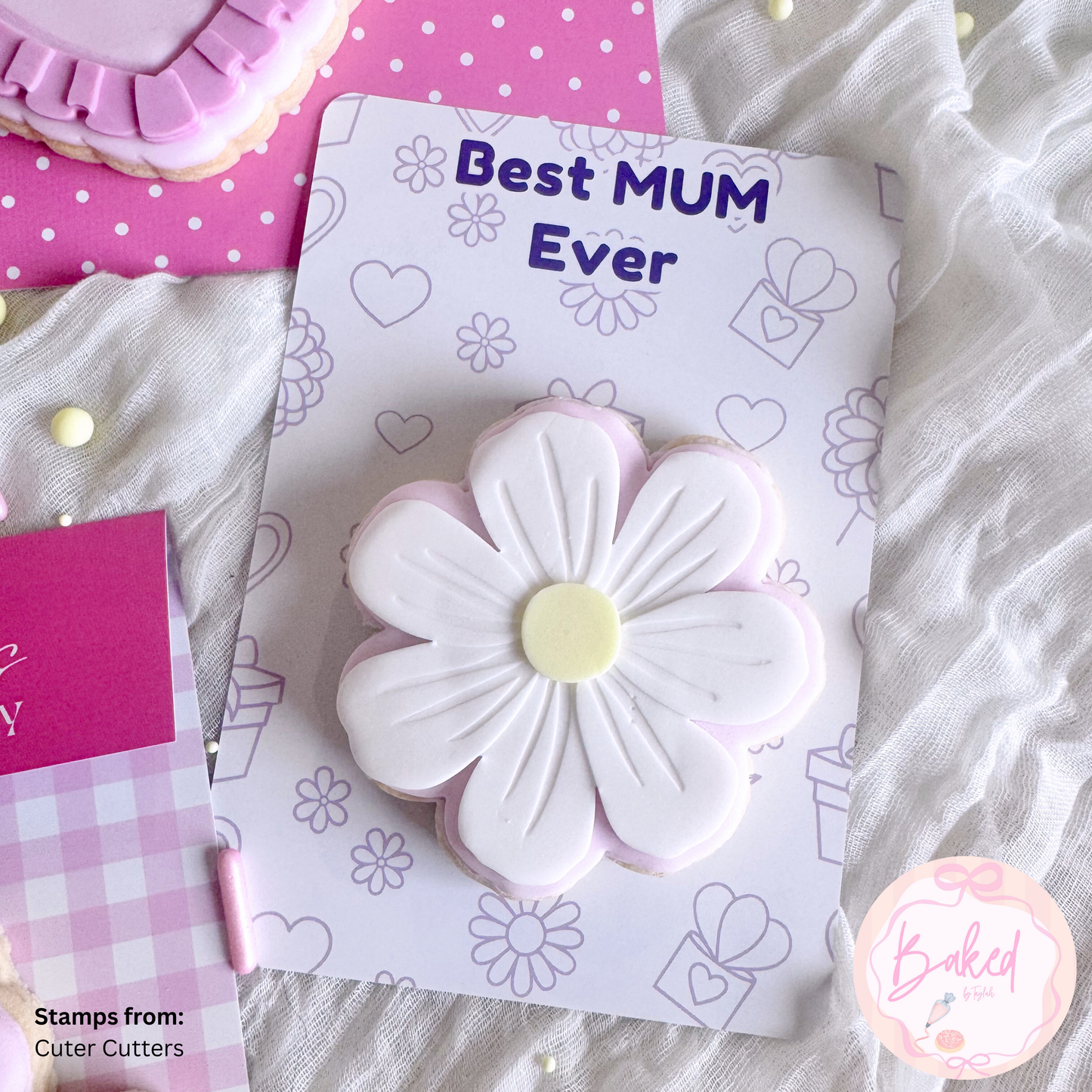 [Food Safe] Happy Mother's Day or Best Mum Ever - Double Sided Designs - Vertical Cookie Cards - 25 Pack