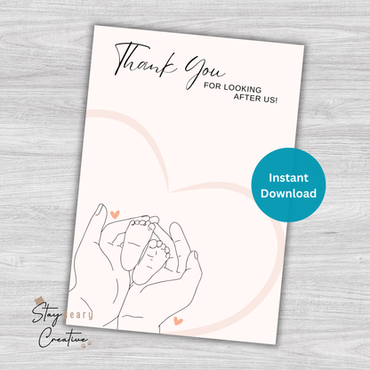 [DIGITAL] Thank You For Looking After Us - Thank You For Being Our Midwife - Cookie Cards - 10.5cm x 15cm - A6/Post Card