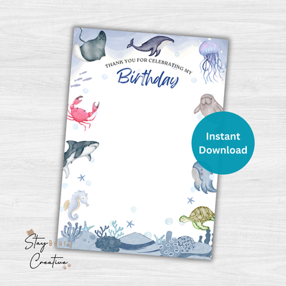 [DIGITAL] Under The Sea #2 - Happy Birthday - Thank You - Cookie Cards - 10.5cm x 15cm